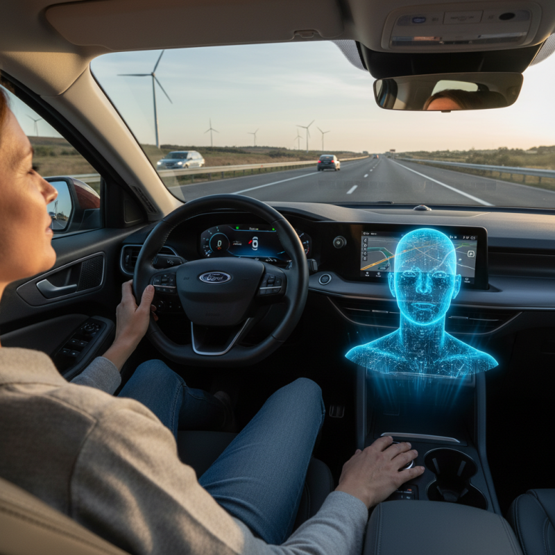 Illustration of Ford a un assistant AI et une nouvelle technologie BlueCruise mains libres en route
