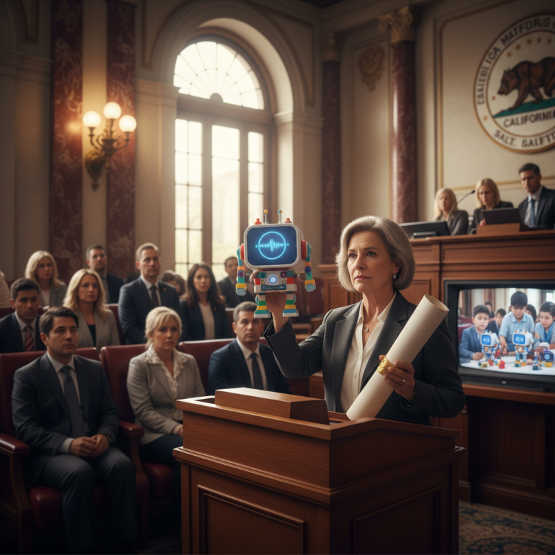Illustration of Un législateur californien propose une interdiction de quatre ans des jouets avec chatbots IA pour enfants