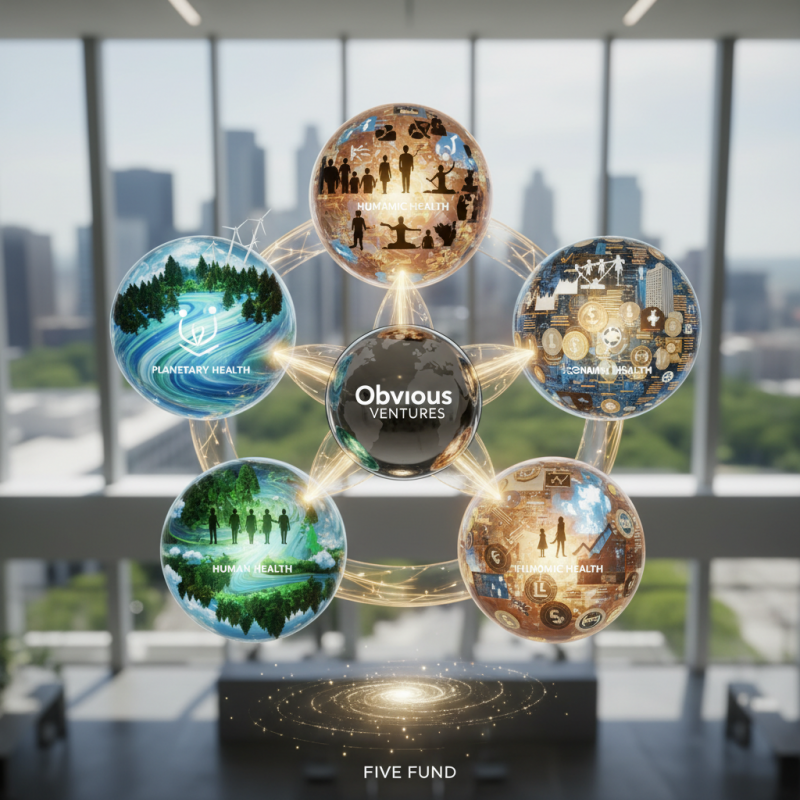 Illustration of Obvious Ventures obtient un fonds cinq avec une vision à 360 degrés de la santé planétaire, humaine et économique