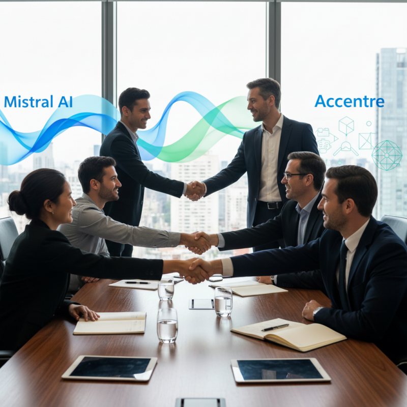 Illustration of Mistral AI signe un accord avec le géant mondial du conseil Accenture