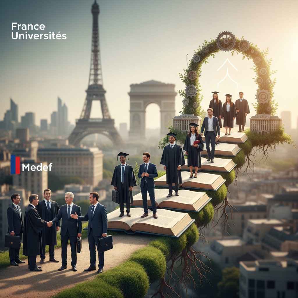 Illustration of France Universités et le Medef s’engagent à faire de l’université un tremplin vers l’emploi - Centre Inffo