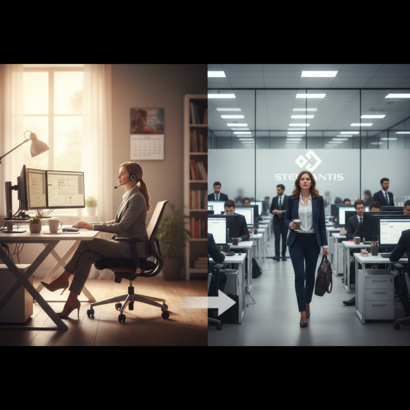 Illustration of Elle avait été pionnière du télétravail bien avant le Covid : Stellantis fait un virage à 180 degrés et veut maintenant revenir au 100% présentiel