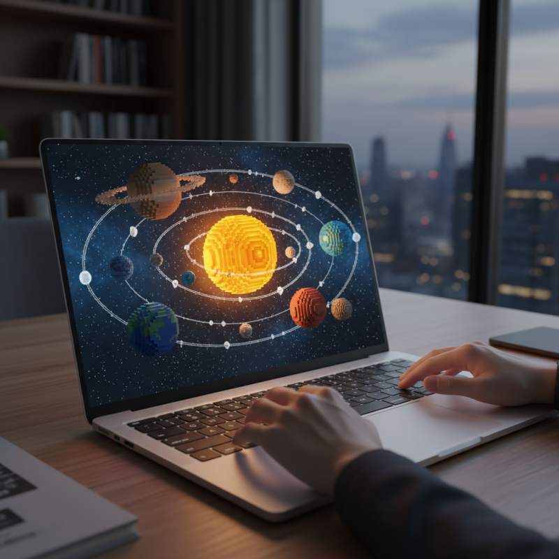 Illustration of AstroClick - Le système solaire en voxel dans votre navigateur - Korben