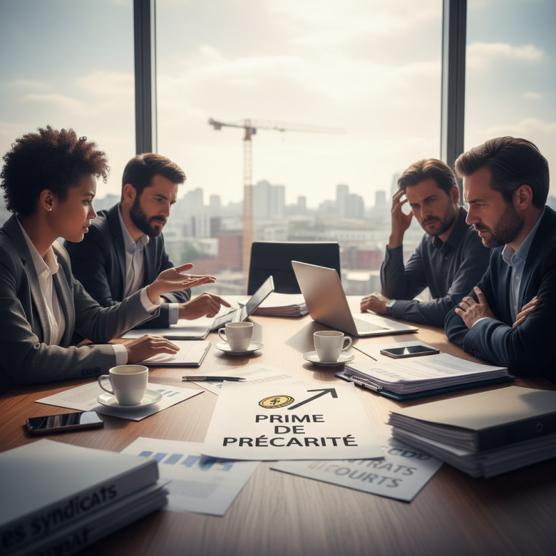 Illustration of Les syndicats veulent la généraliser à tous les types de CDD : la prime de précarité complique les négociations des partenaires sociaux sur les contrats courts