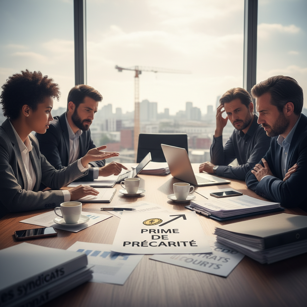 Illustration of Les syndicats veulent la généraliser à tous les types de CDD : la prime de précarité complique les négociations des partenaires sociaux sur les contrats courts