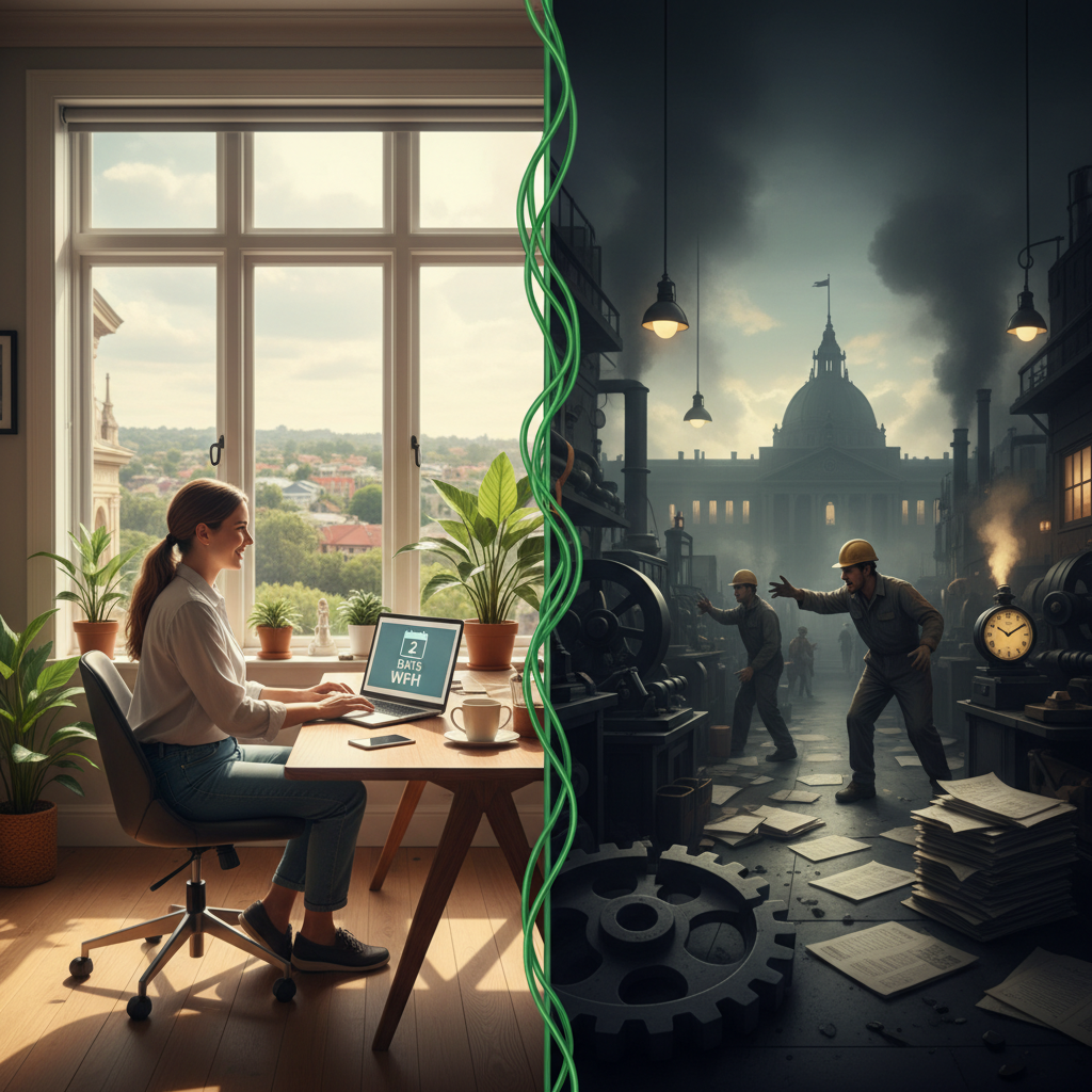 Illustration of Une première mondiale : l'État de Victoria en Australie grave dans la loi le droit à 2 jours de télétravail par semaine (les opposants dénoncent un gouvernement qui ne comprend pas l'économie)