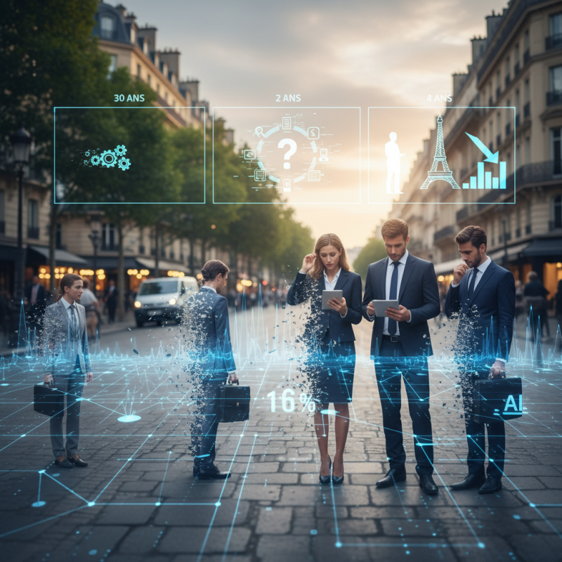Illustration of "30% de métiers supprimés sur 30 ans, c'est possible, sur 3 ans, on ne sait pas faire" : l'IA menace 16% des emplois en France sous deux à cinq ans (et encore plus les Parisiens et les cadres)