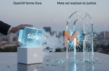 Illustration of OpenAI ferme Sora tandis que Meta est expulsé en justice
