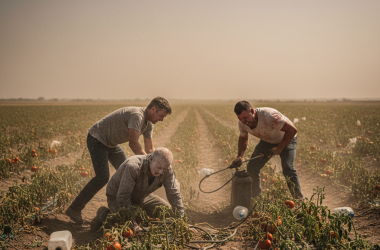 Illustration of "La pénibilité dans l'agriculture a toujours existé mais on est dans un autre niveau": évanouissements, nausées, brûlures chimiques... Comment le dérèglement climatique rend le travail agricole invivable