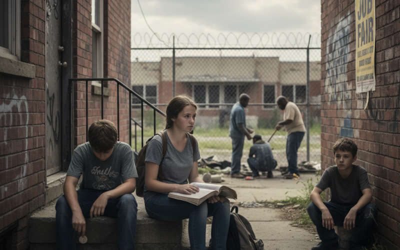 Illustration of On naît pauvre et on le reste : la pauvreté à l'adolescence augmente le risque de décrochage scolaire, de ne pas trouver d'emploi ou d'être très mal payé