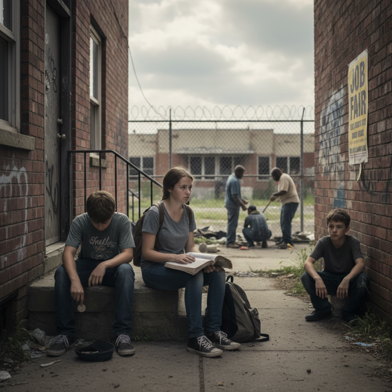 Illustration of On naît pauvre et on le reste : la pauvreté à l'adolescence augmente le risque de décrochage scolaire, de ne pas trouver d'emploi ou d'être très mal payé