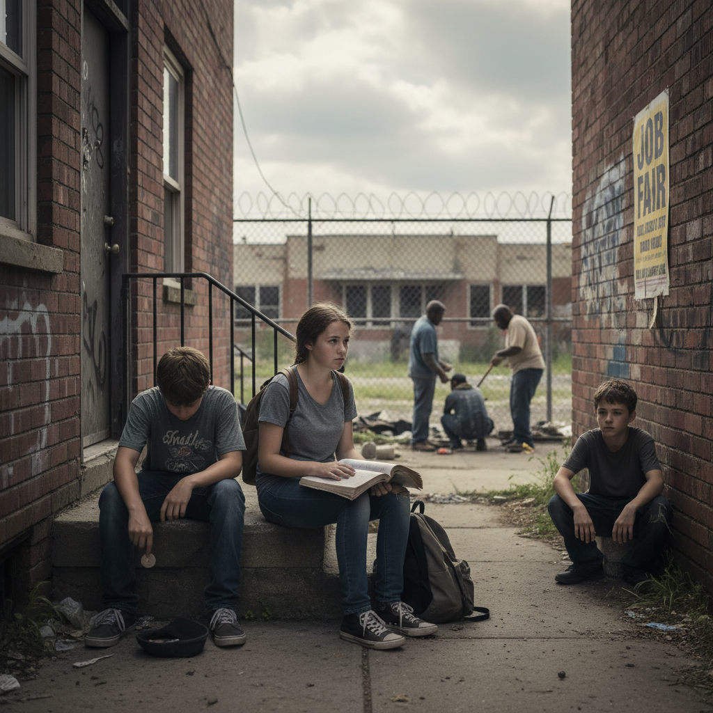 Illustration of On naît pauvre et on le reste : la pauvreté à l'adolescence augmente le risque de décrochage scolaire, de ne pas trouver d'emploi ou d'être très mal payé