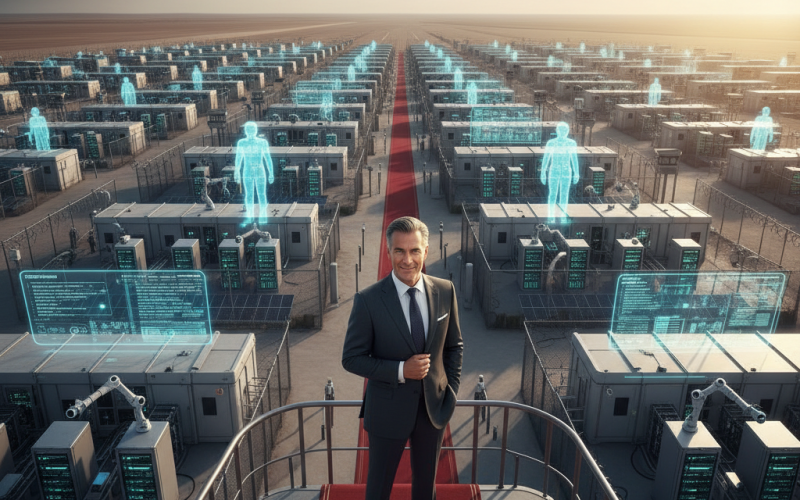 Illustration of Le propriétaire d'une installation de détention de l'ICE voit une grande opportunité dans les camps pour l'IA