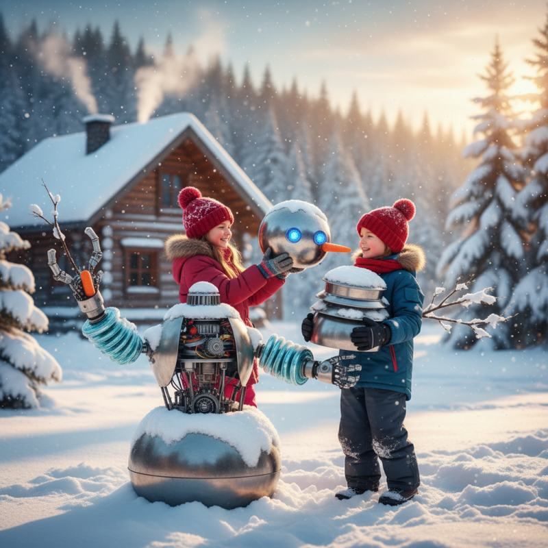 Illustration of Veux-tu construire un bonhomme de neige robot ?