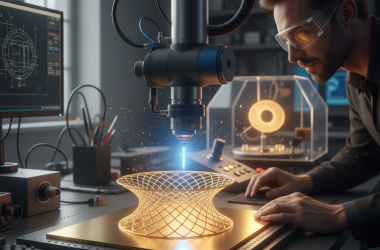 Illustration of Il fabrique une enceinte avec uniquement un laser et une feuille d'or - Korben