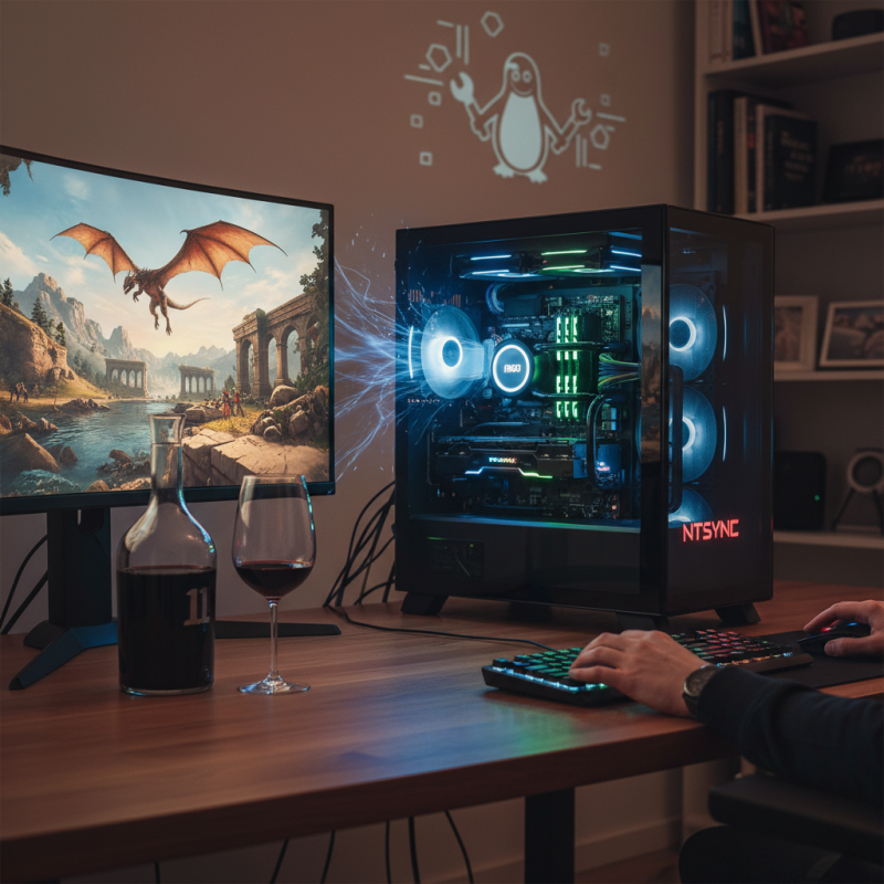 Illustration of NTSYNC - Wine 11 booste les jeux Linux de 678% - Korben