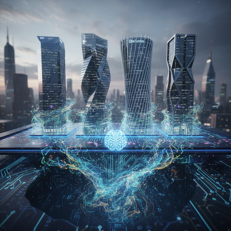 Illustration of EY, KPMG, Deloitte, PwC : le Big Four face au défi de l’IA