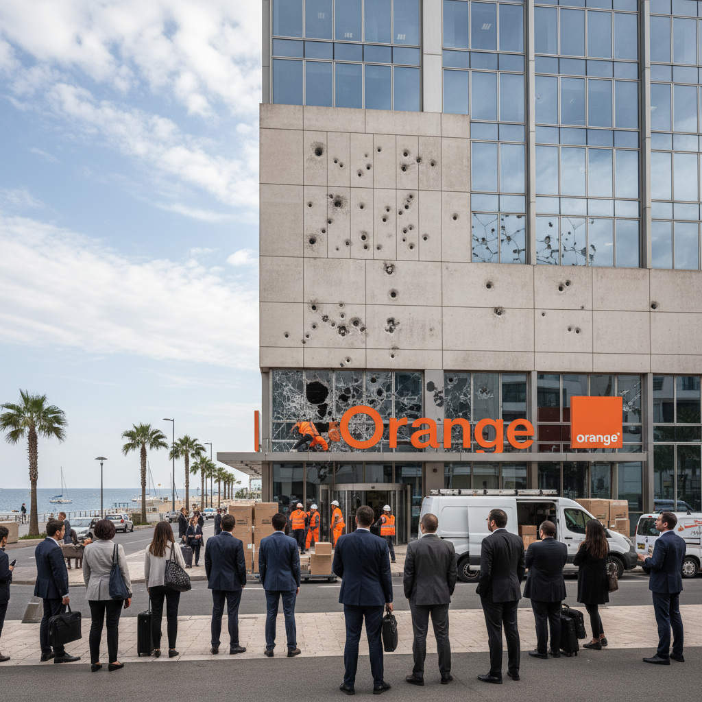 Illustration of Après des impacts de balles retrouvés sur la façade, Orange va définitivement déplacer la plupart de ses salariés de son site de Marseille