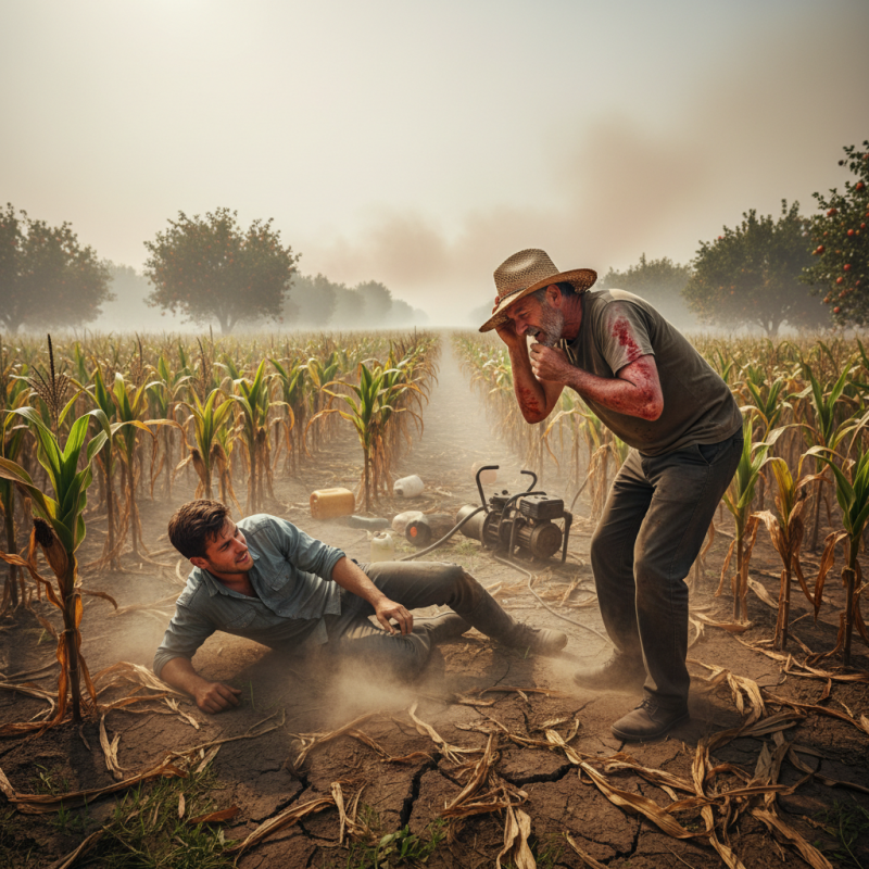 Illustration of "La pénibilité dans l'agriculture a toujours existé mais on est dans un autre niveau": évanouissements, nausées, brûlures chimiques... Comment le dérèglement climatique rend le travail agricole invivable