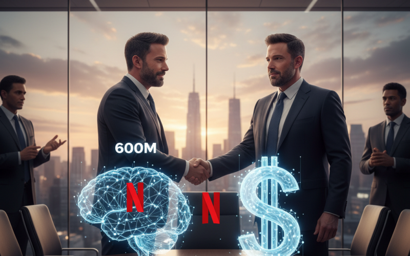 Illustration of Netflix aurait payé 600 millions de dollars pour la startup d'IA de Ben Affleck