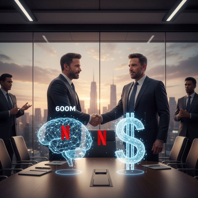 Illustration of Netflix aurait payé 600 millions de dollars pour la startup d'IA de Ben Affleck