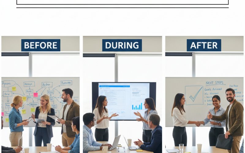 Illustration of Réunions de travail : la méthode efficace avant / pendant / après