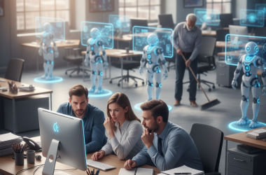 Illustration of La technologie avance trop vite pour que les salariés l'adoptent : pour le moment, très peu de tâches sont vraiment réalisées à l'aide de l'IA