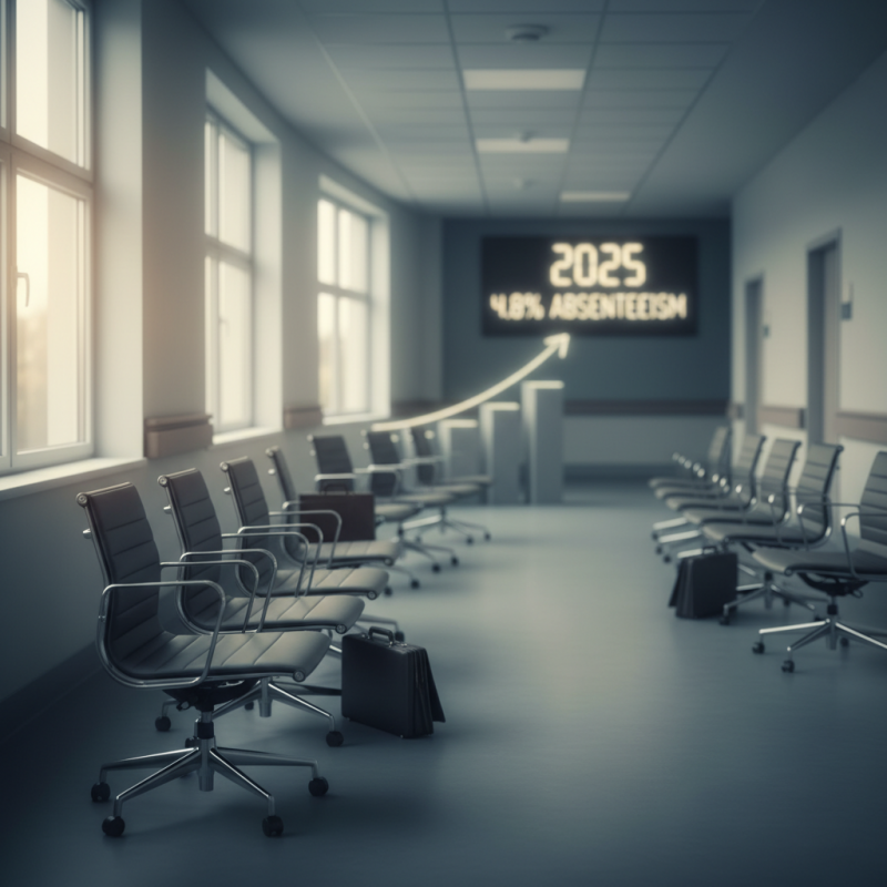 Illustration of Pour la première fois les cadres ont été plus longtemps en arrêt maladie que les non-cadres : le taux d'absentéisme a atteint un nouveau record de 4,8 % en 2025