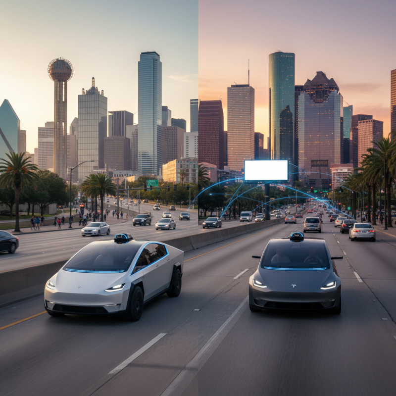 Illustration of Tesla étend son service de robotaxi à Dallas et Houston