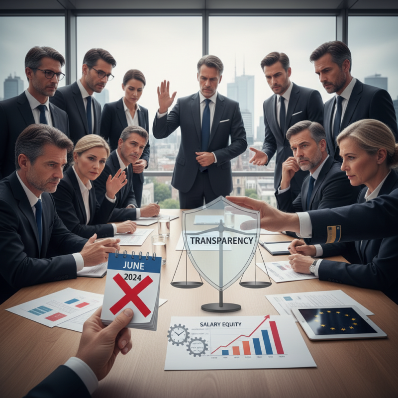 Illustration of Des pays voulaient reporter la date d'application, Bruxelles dit non: la transparence salariale dans l'entreprise devra être transposée en juin (la France sera très vraisemblablement en retard)