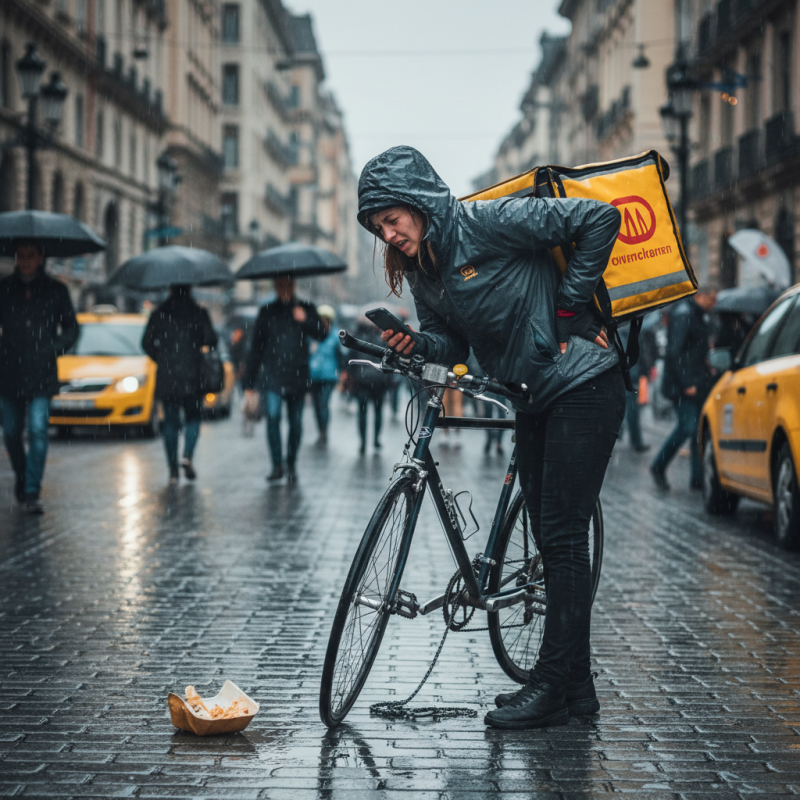 Illustration of Journées harassantes, accidents, revenus faibles et douleurs musculaires: Médecins du Monde détaille le quotidien des livreurs à vélo
