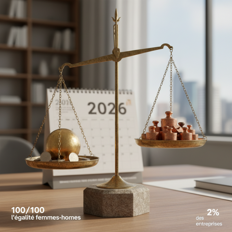 Illustration of Seules 2% des entreprises obtiennent la note maximale de 100/100 : l'index de l'égalité femmes-hommes reste stable en 2026