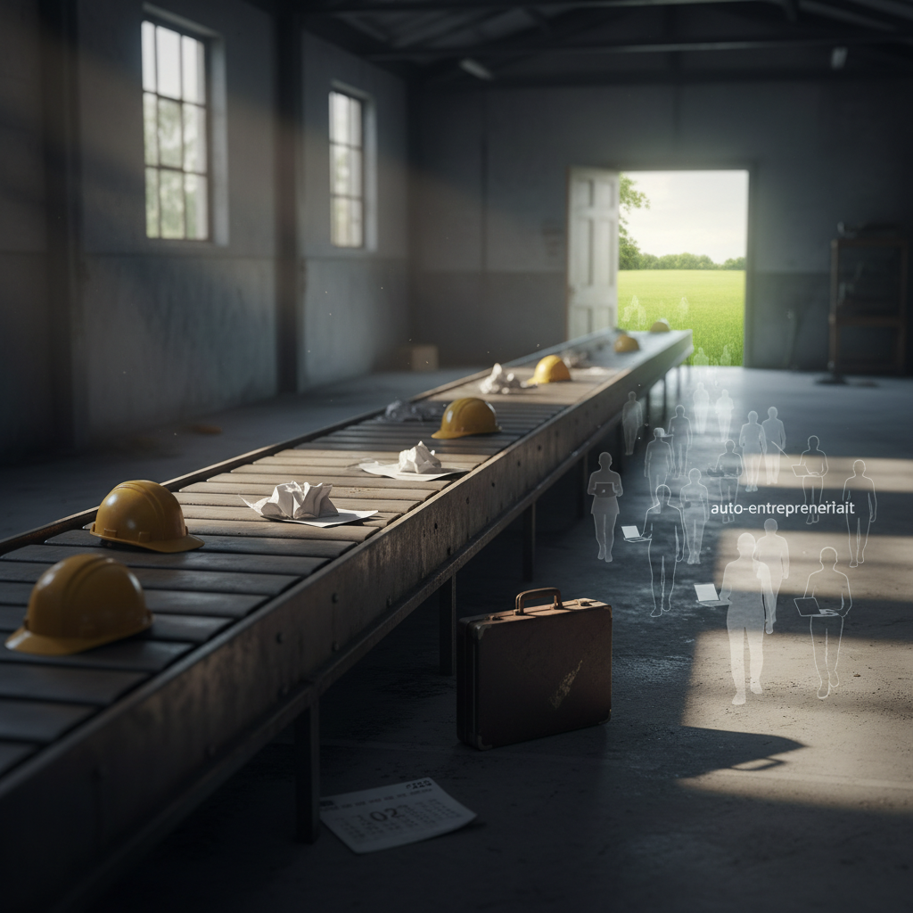 Illustration of "En trois ans, près de 100.000 emplois ont été supprimés" : concurrencé par l'auto-entrepreneuriat, l'emploi intérimaire a encore reculé en 2025