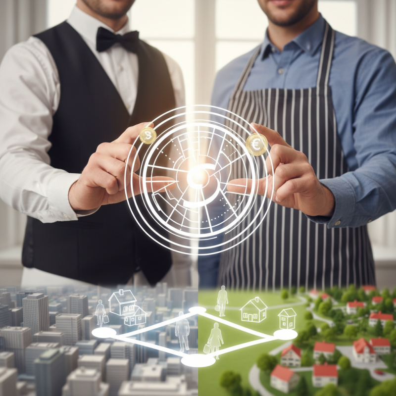 Illustration of Deux serveurs échangent de resto pour réduire leur temps de trajet : ces chercheurs imaginent un révolutionnaire "Tinder des postes" qui permettrait à 4 millions de salariés de travailler près de chez eux (et d'économiser 1.500 euros par an)