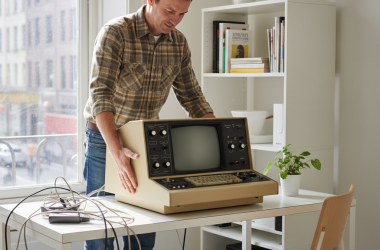 Illustration of Il installe un ordinateur de 1970 dans un bureau IKEA - Korben