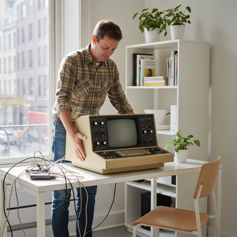 Illustration of Il installe un ordinateur de 1970 dans un bureau IKEA - Korben