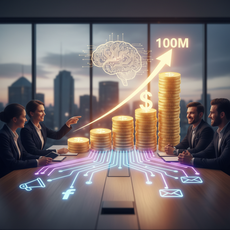 Illustration of Hightouch atteint 100 millions de dollars de revenus récurrents annuels grâce à des outils marketing alimentés par l'IA