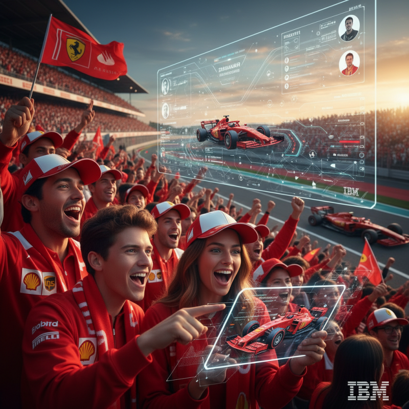 Illustration of Ferrari utilise l’IA d’IBM pour créer des fans de F1 ultra-passsionnés