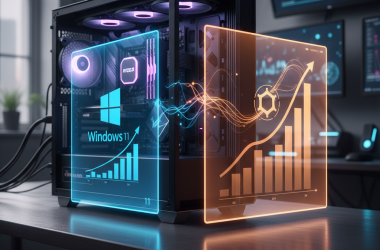 Illustration of Windows 11 distancé par Ubuntu sur le monstrueux Ryzen 9 9950X3D2 d'AMD - Korben