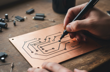 Illustration of Fabrication d'un circuit imprimé sans logiciel, simplement avec un marqueur - Korben