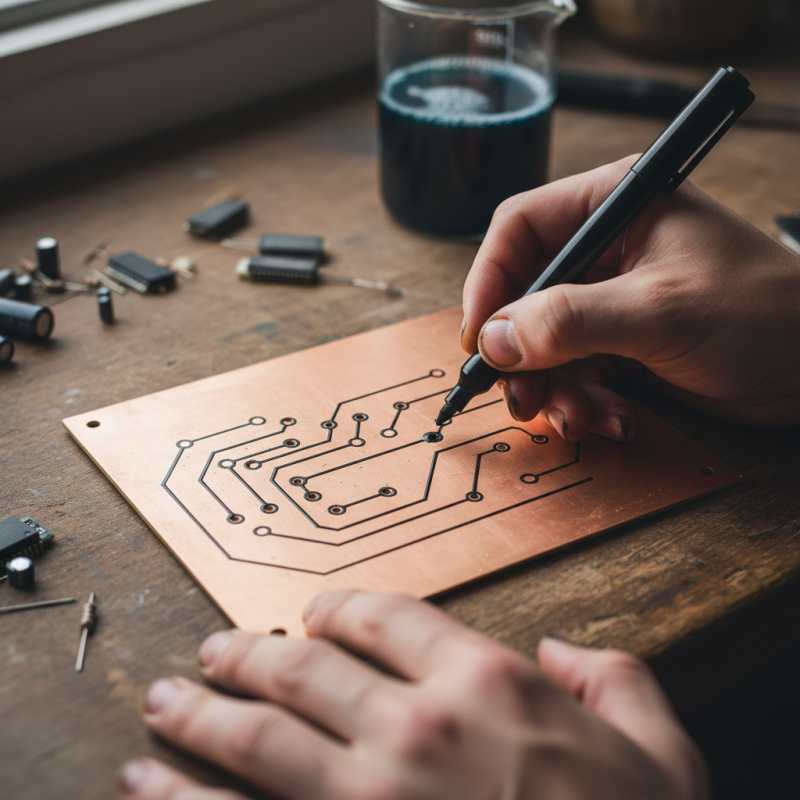 Illustration of Fabrication d'un circuit imprimé sans logiciel, simplement avec un marqueur - Korben