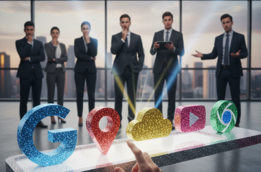 Illustration of Google passe au glitter avec des icônes disco : « Êtes-vous sûrs de vouloir cela ? »