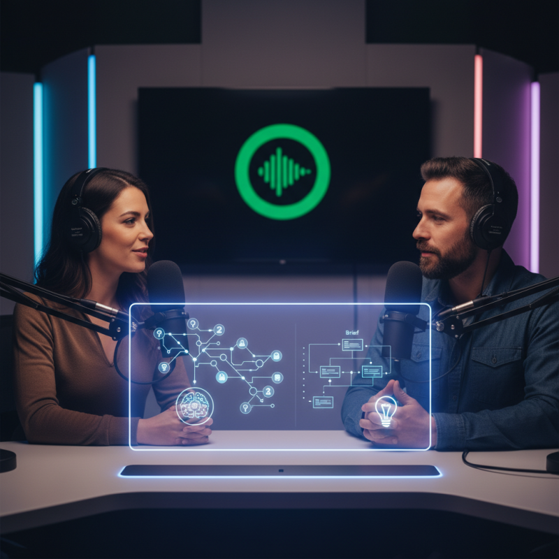 Illustration of Spotify ajoute des fonctionnalités de questions-réponses et de génération de briefs alimentées par l'IA aux podcasts
