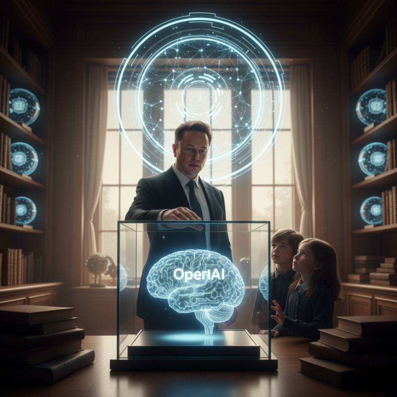 Illustration of Musk envisagerait de transmettre OpenAI à ses enfants, selon le témoignage d'Altman