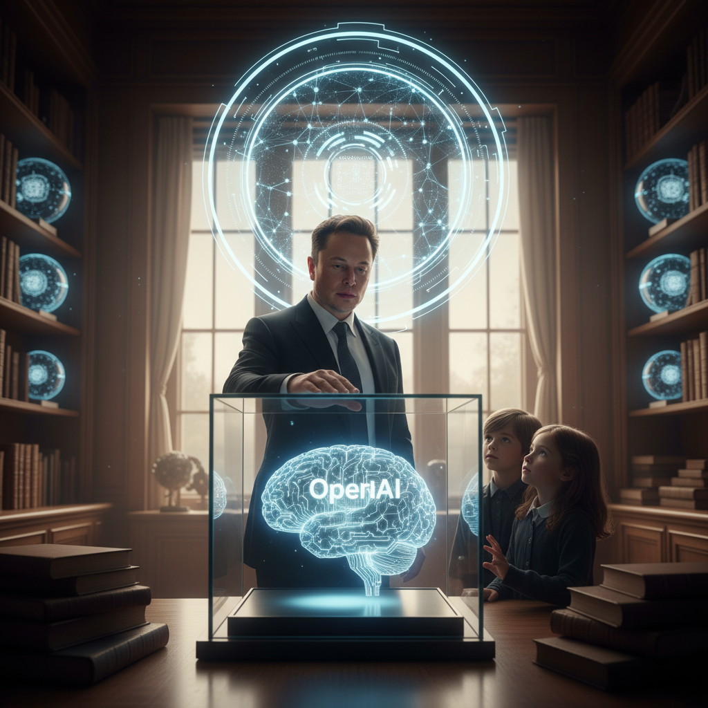 Illustration of Musk envisagerait de transmettre OpenAI à ses enfants, selon le témoignage d'Altman