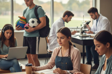 Illustration of Plus d'un étudiant sur deux travaille en parallèle des cours : surtout les plus jeunes et ceux en lettres et en sport (moins les étudiants en sciences)