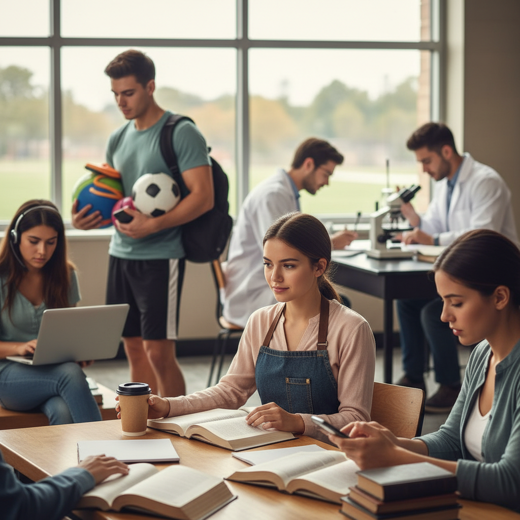 Illustration of Plus d'un étudiant sur deux travaille en parallèle des cours : surtout les plus jeunes et ceux en lettres et en sport (moins les étudiants en sciences)