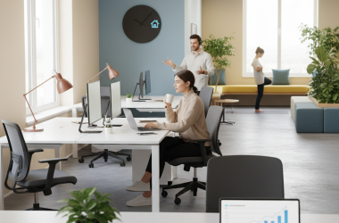 Illustration of Plus de calme, moins de trajet, plus d'autonomie... Les entreprises où un quart des salariés télétravaillent sont un peu plus productives que les autres