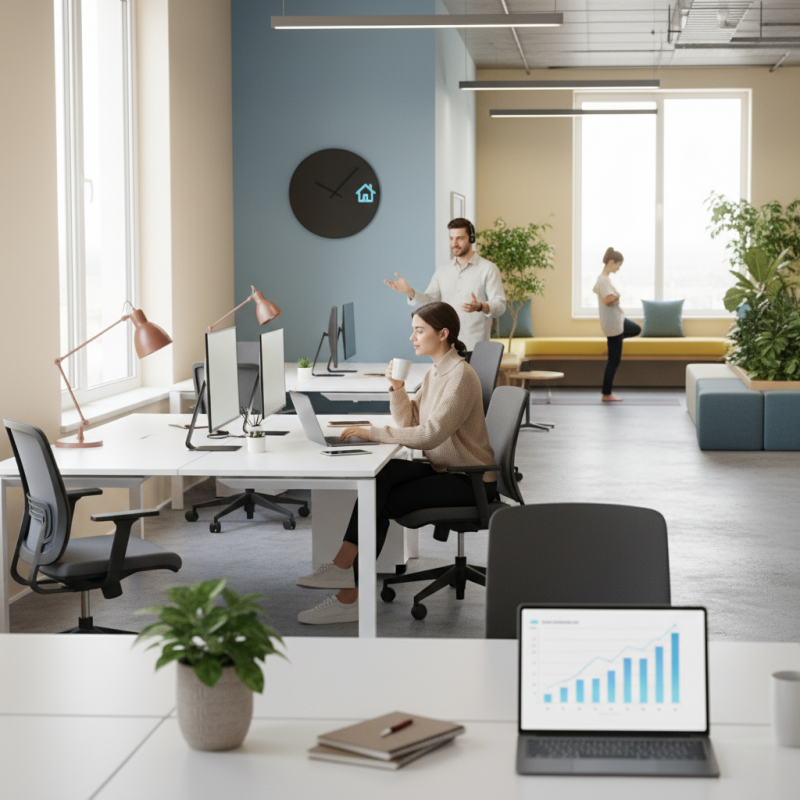Illustration of Plus de calme, moins de trajet, plus d'autonomie... Les entreprises où un quart des salariés télétravaillent sont un peu plus productives que les autres