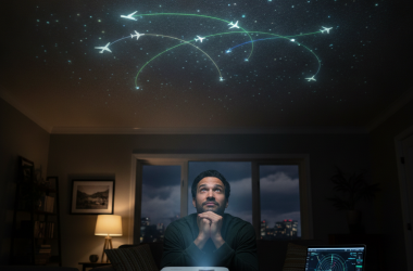 Illustration of Il projette au plafond, en temps réel, tous les avions qui passent au-dessus de sa maison - Korben